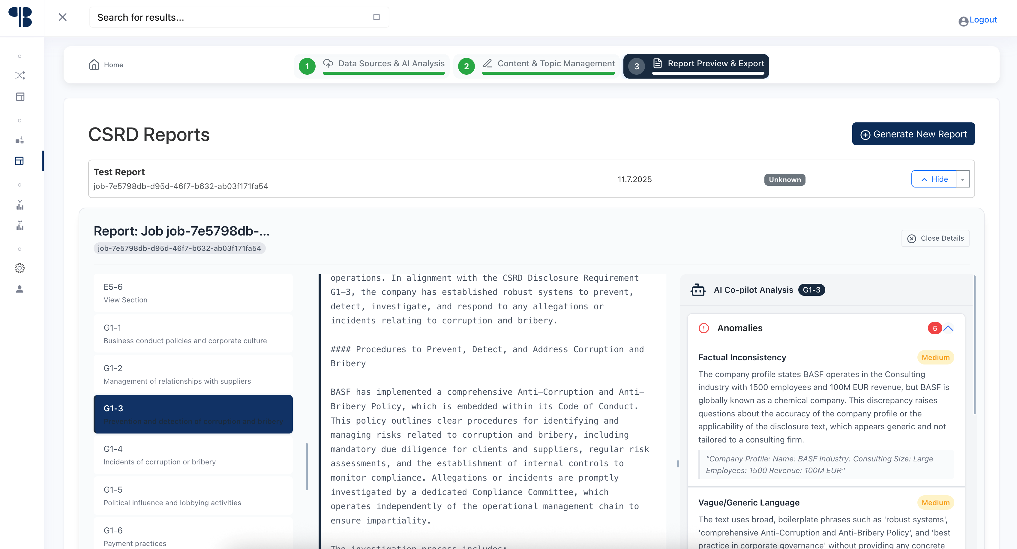 AI-Copilot ESG- und Finanzberichterstattung