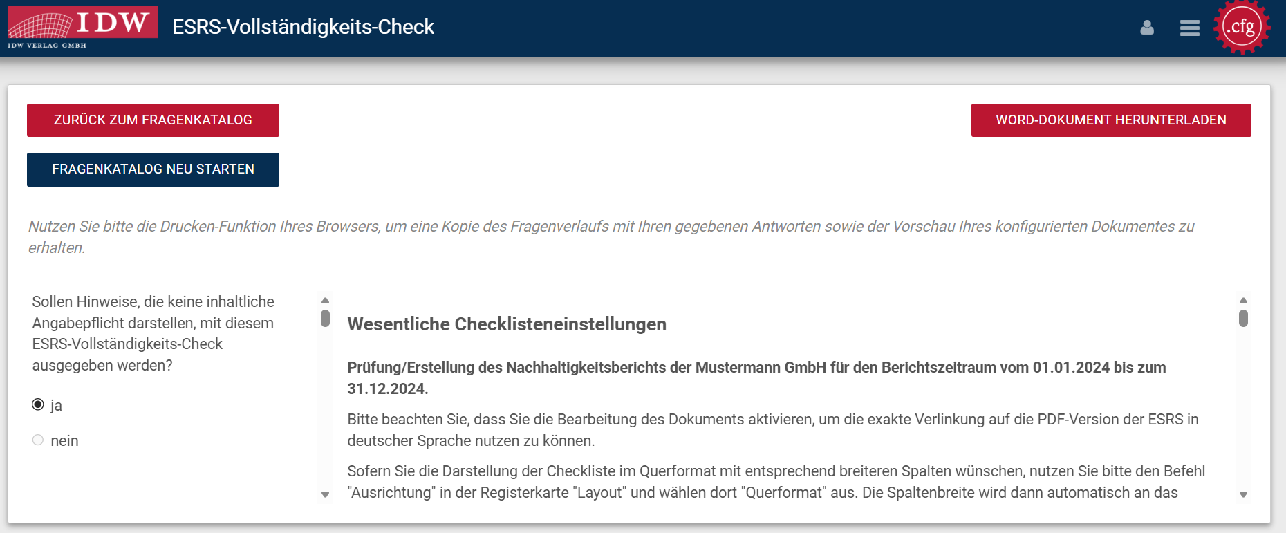 ESRS-Vollständigkeits-Check